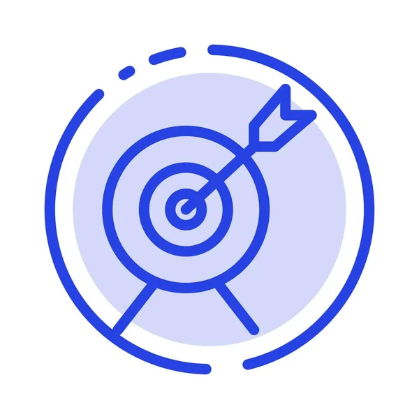 Cible, Objectif, Objectif Ligne à pointillés bleus Icône — Image vectorielle