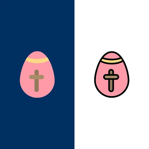 Easter Egg, Egg, Holiday, Holidays  Icons. Flat and Line Filled — Stock Vector