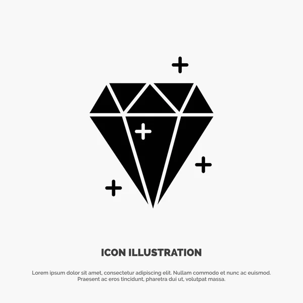 Diament, Kryształ, Sukces, Nagroda Solidny wektor Glyph Icon — Wektor stockowy