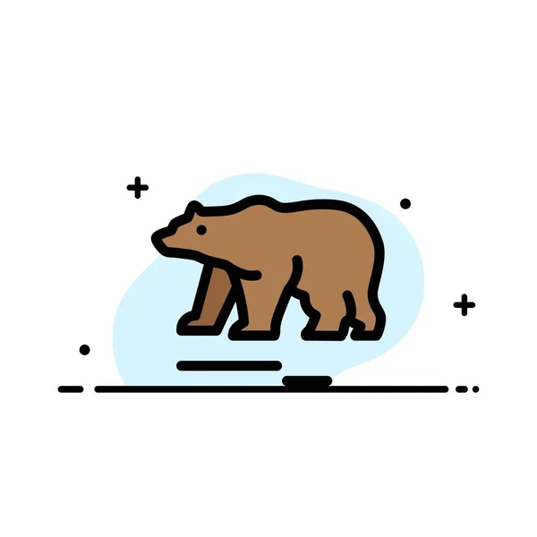 Animal, Bear, Polar, Canada Business Flat Line Filled Icon Vect — стоковый вектор
