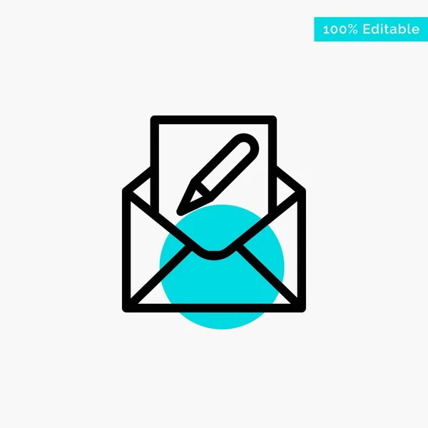 Composer, Modifier, Email, Enveloppe, Courrier turquoise mettre en évidence cercle — Image vectorielle