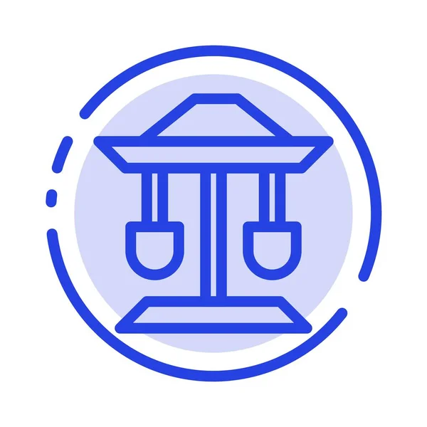 Drum, goed, wet, evenwicht blauw stippellijn lijn pictogram — Stockvector