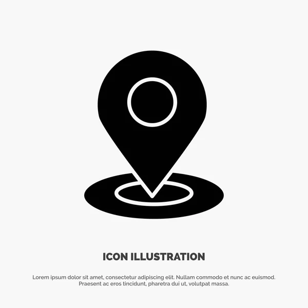 Ubicación, Mapa, Pin, Hotel Solid Black Glyph Icon — Vector de stock