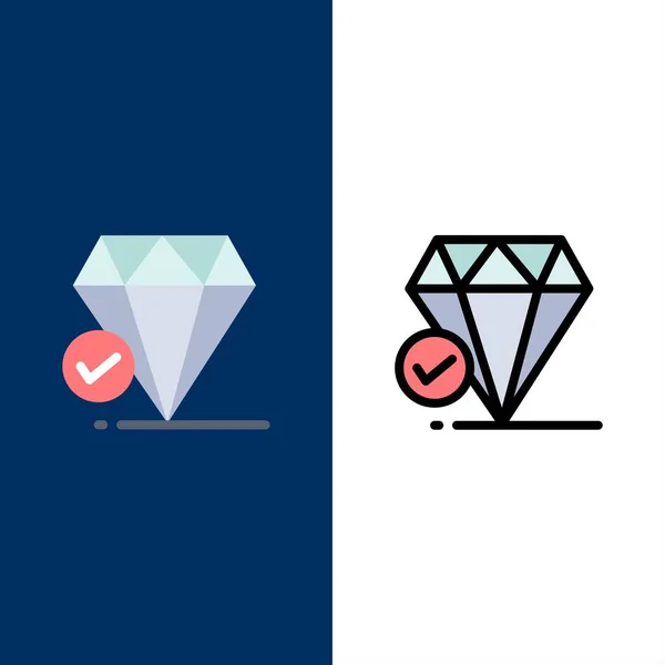 Diamond, Jewel, Big Think, Kréta Icons. Lapos és sorkitöltött IC — Stock Vector