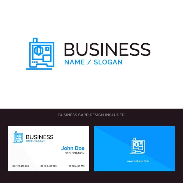Логотип и шаблон визитной карточки принтера, печать, 3d, скан — стоковый вектор