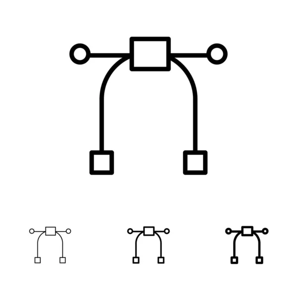 Дизайн, графіка, інструмент Сміливий і тонкий набір піктограм чорної лінії — стоковий вектор