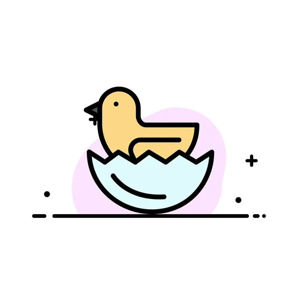 Bannière vectorielle d'icône remplie par ligne plate d'affaires de canard, d'oeuf, de Pâques — Image vectorielle