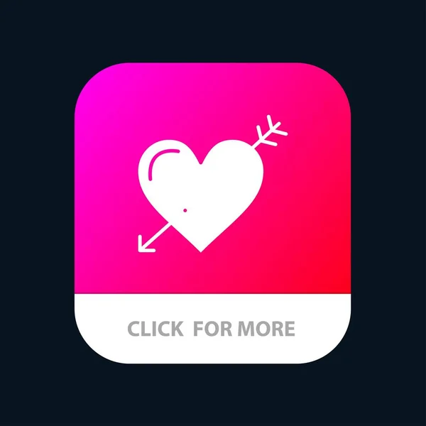 Coeur, Flèche, Vacances, Amour, Bouton d'application mobile Saint-Valentin. Andro — Image vectorielle