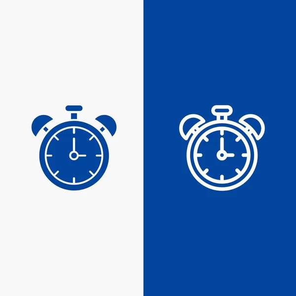Alarm, Clock, Education, Time Line and Glyph Solid icon Blue ban — Stock Vector