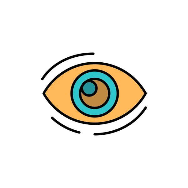 Eye, Find, Look, Looking, Search, See, View Flat Color Icon (em inglês). Ve — Vetor de Stock