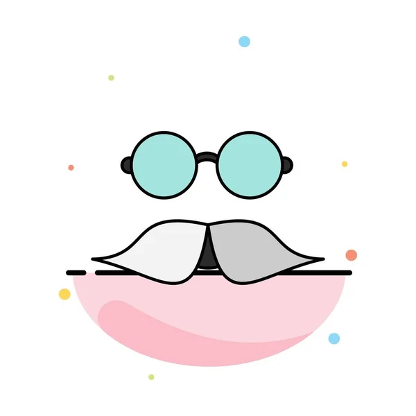 Bigote, Hipster, movember, gafas, hombres Flat Color Icon Vecto — Archivo Imágenes Vectoriales