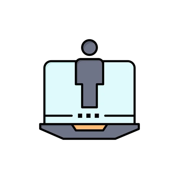 Ordinateur portable, Ordinateur, Hardware, Service Flat Color Icon. Vecteur ico — Image vectorielle