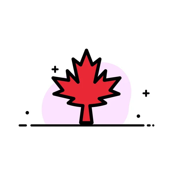 Kanada, Blatt, Ahorn Geschäft flache Linie gefüllt Symbol Vektor Banne — Stockvektor