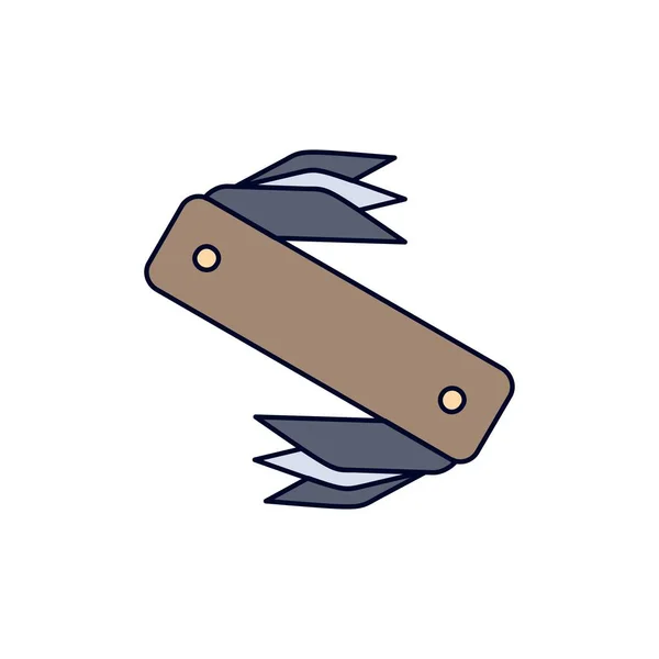 Nůž, armáda, Kempink, švýcarský, kapesní a plochý barevný vektor — Stockový vektor