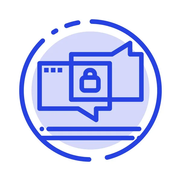 Chat, Chat, Sicherheit, gesichertes blaues Liniensymbol — Stockvektor