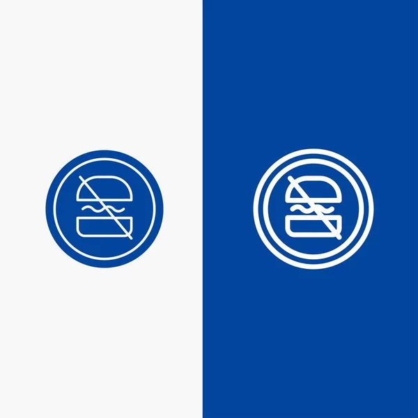 Verbot, Verbot, Diät, Diäten, Fast Line und Glyph Solid Icon Blue — Stockvektor