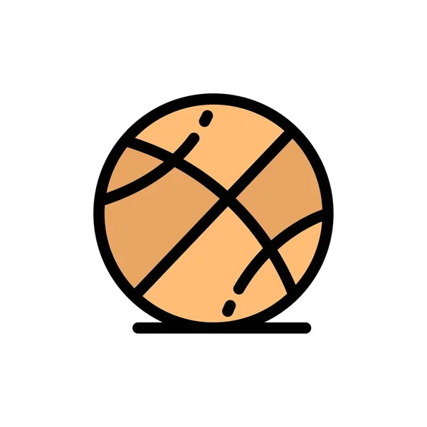 Basketball, ballon, jeu, éducation Flat Color Icon. Icône vectorielle — Image vectorielle