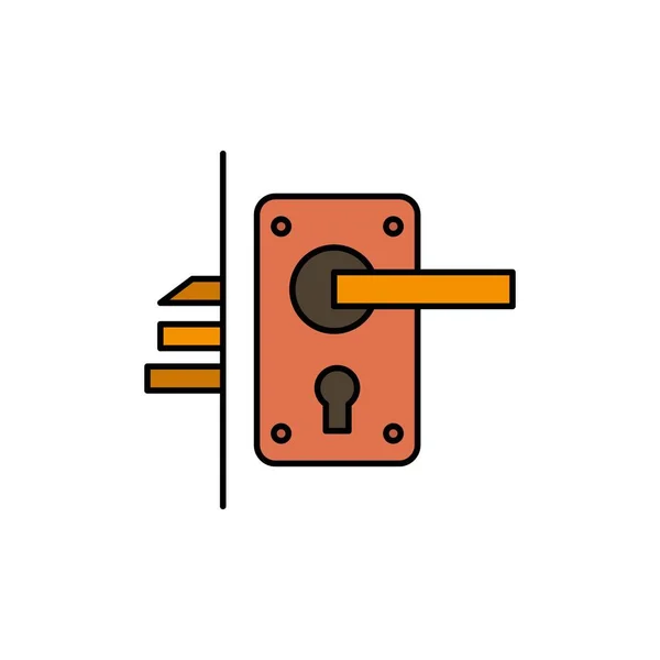 锁， 门， 手柄， 钥匙孔， 家庭平面颜色图标.矢量图标 — 图库矢量图片