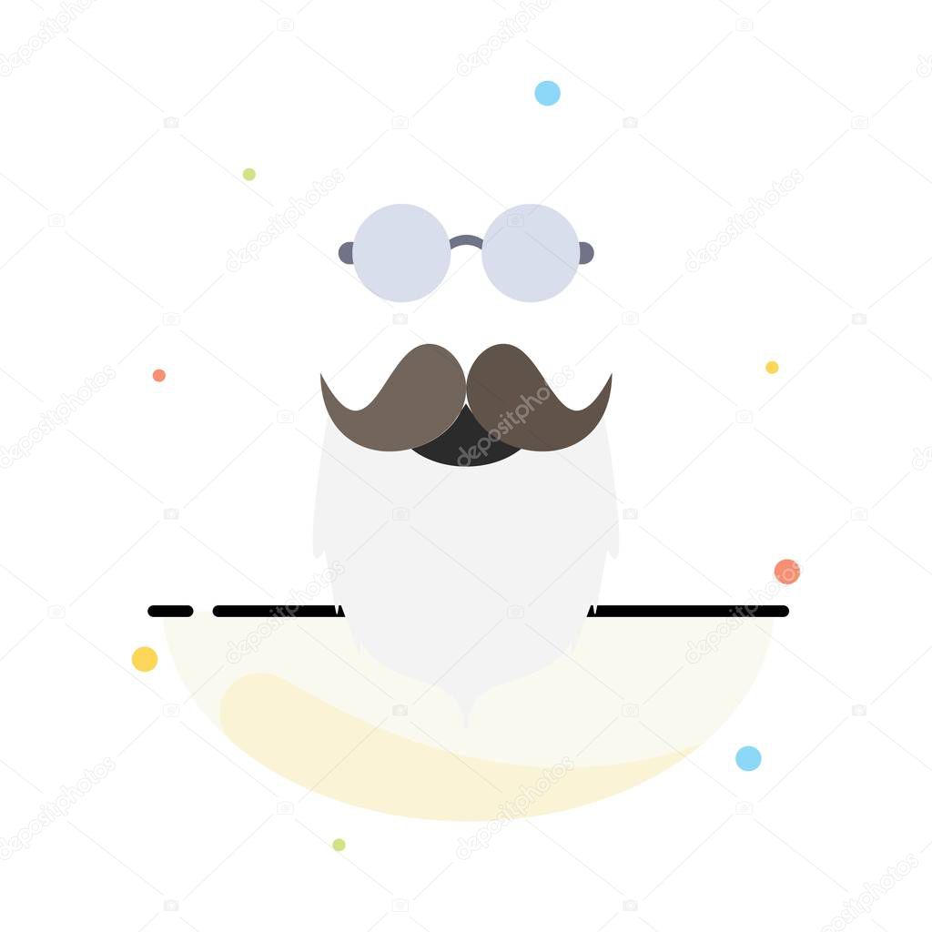moustache, Hipster, movember, beared, men Flat Color Icon Vector