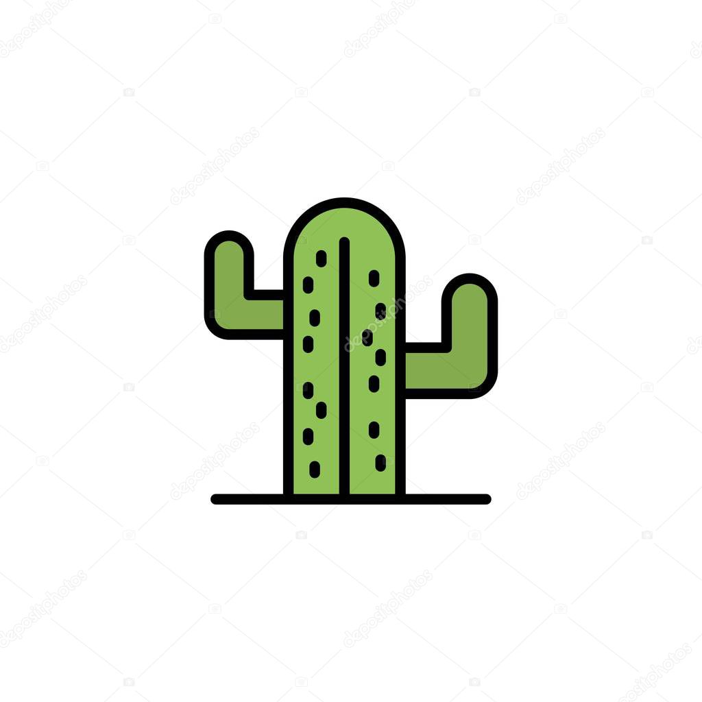 Cactus, Usa, Plant, American Business Logo Template. Flat Color