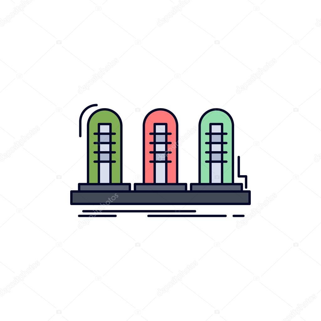 amplifier, analog, lamp, sound, tube Flat Color Icon Vector