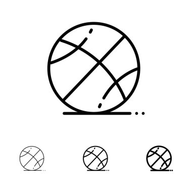 Basketbol, Top, Oyun, Eğitim Cesur ve ince siyah çizgi simgesi 