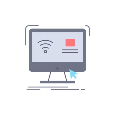 Kontrol, bilgisayar, monitör, uzaktan kumanda, akıllı Düz Renk Simgesi Vektör