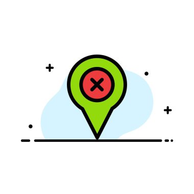 Ekle, Pin, Konum, Harita İş Düz Çizgi Dolu Simge Vektör B