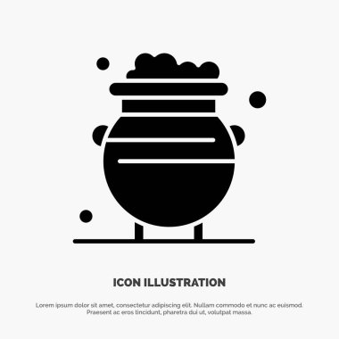Servet, Altın, Şans, Metal, Para katı Glyph Icon vektör