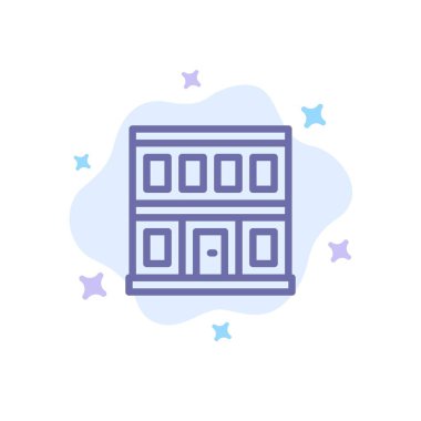 İnşaat, Kapı, Ev, Soyut Bulut Üzerine Bina MaviSi Simgesi 