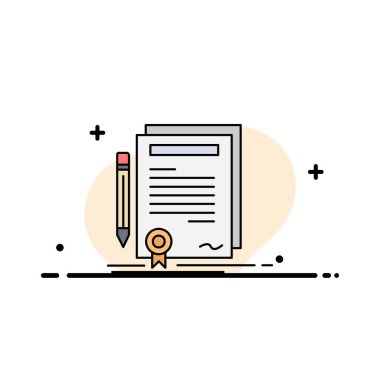 İş, sertifika, sözleşme, derece, belge Düz Renk Ico