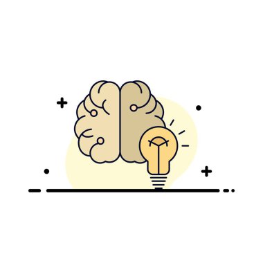 fikir, iş, beyin, zihin, ampul Düz Renk Simge Vektör