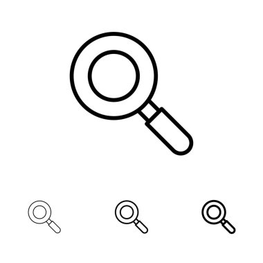 Arama, Araştırma, Kalın ve ince siyah çizgi simge kümesi bul