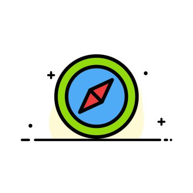 Pusula, Konum, Harita İş Düz Çizgi Dolu Simge Vektör Ba