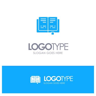 Kitap, Eğitim, Bilgi Mavi Katı Logo taglin için yer ile