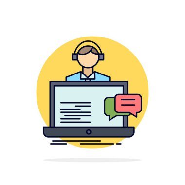 destek, sohbet, müşteri, servis, yardım Düz Renk Simge Vektör