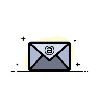 E-posta, Gelen Kutusu, Posta İş Düz Hat Dolu Simge Vektör Banner