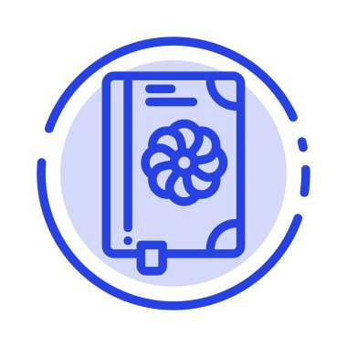 Kitap, Çiçek, Metin, Bahar Mavi Noktalı Çizgi Simgesi