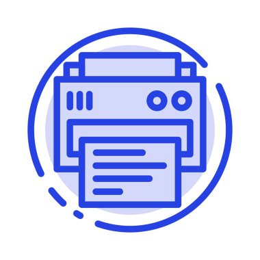 Yazıcı, Yazdırma, Yazdırma, Eğitim Mavi Noktalı Çizgi Simgesi