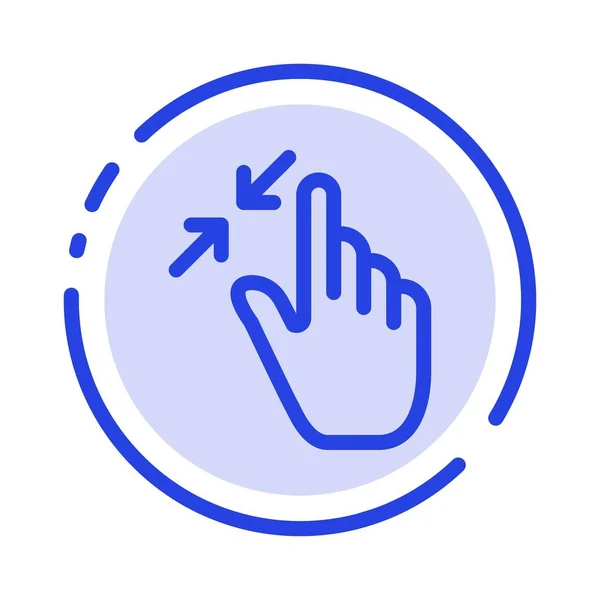 Contract Gestures Interface Pinch Touch Blue Dotted Line Icon — стоковый вектор