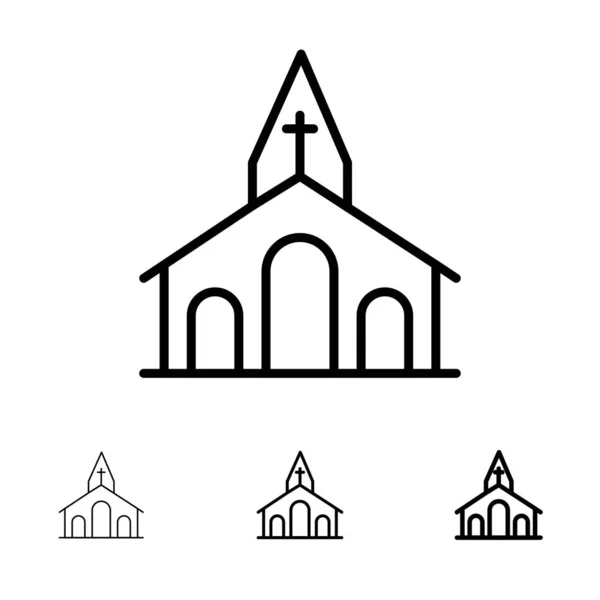 Kirche, Feier, Christ, Kreuz, Ostern kühn und dünn blac — Stockvektor