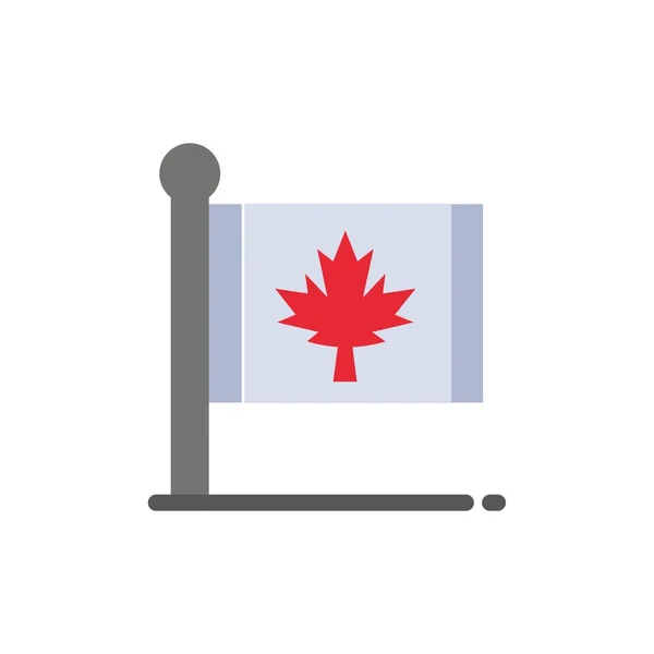 Bandiera, Autunno, Canada, Foglia, Acero Icona a colori piatti. Icona del vettore — Vettoriale Stock