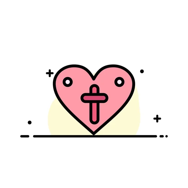 心， 爱， 复活节， 爱商业平线填充图标 Vecto — 图库矢量图片