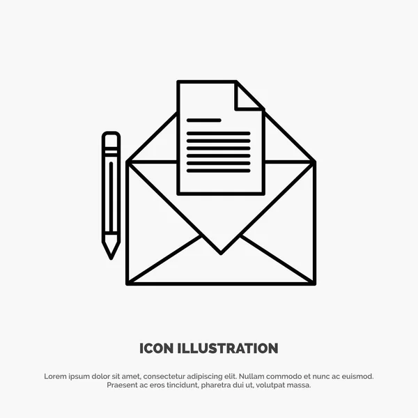 Courrier, Message, Fax, Lettre Ligne Icône vecteur — Image vectorielle