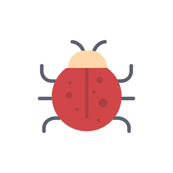 Cute, Insect, Ladybug, Nature, Spring  Flat Color Icon. Vector i — Stock Vector