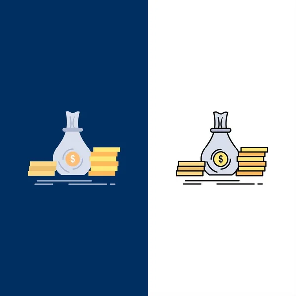 Accumulation, sac, investissement, prêt, argent Flat Color Icon Vecto — Image vectorielle