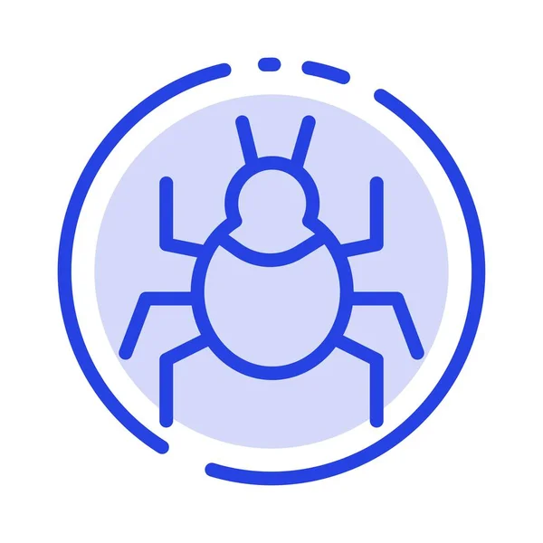 Bug, Nature, Virus, Indian Blue Dotted Line Line Icon — Stock Vector