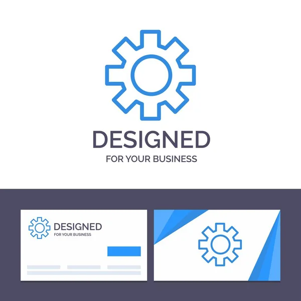 Δημιουργική επαγγελματική κάρτα και λογότυπο πρότυπο ρύθμιση, Gear, υλικοτεχνική — Διανυσματικό Αρχείο