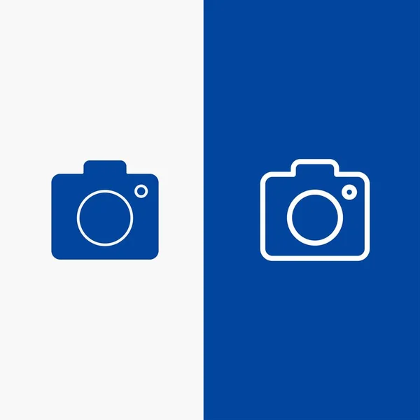 Appareil photo, image, photo, ligne d'image et glyphe Icône solide Interdiction bleue — Image vectorielle