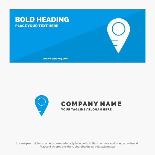 Mapa, Localização, School SOlid Icon Website Banner and Business Log — Vetor de Stock